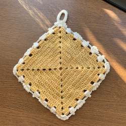 ☆♪バラモチーフのポットホルダー(黄) 2枚目の画像