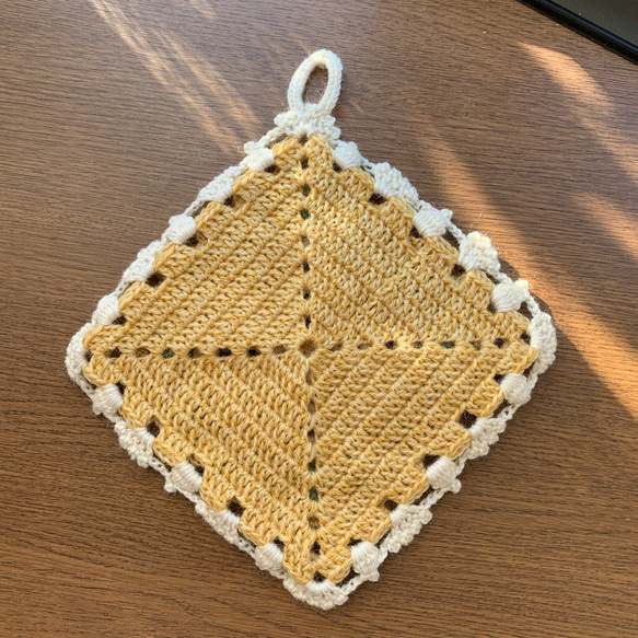 ☆♪バラモチーフのポットホルダー(黄) 2枚目の画像