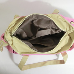 帆布（キャンバス）製　大容量トートバッグ　マザーズバッグに最適　チェリーピンク（限定色） 3枚目の画像