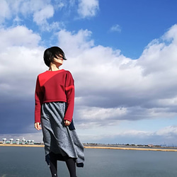 asymmetry bi-color bonding tops  Bordeaux 1枚目の画像