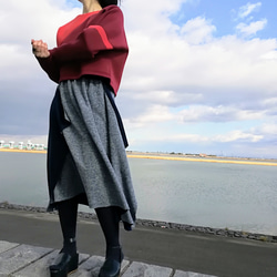 asymmetry bi-color bonding tops  Bordeaux 2枚目の画像