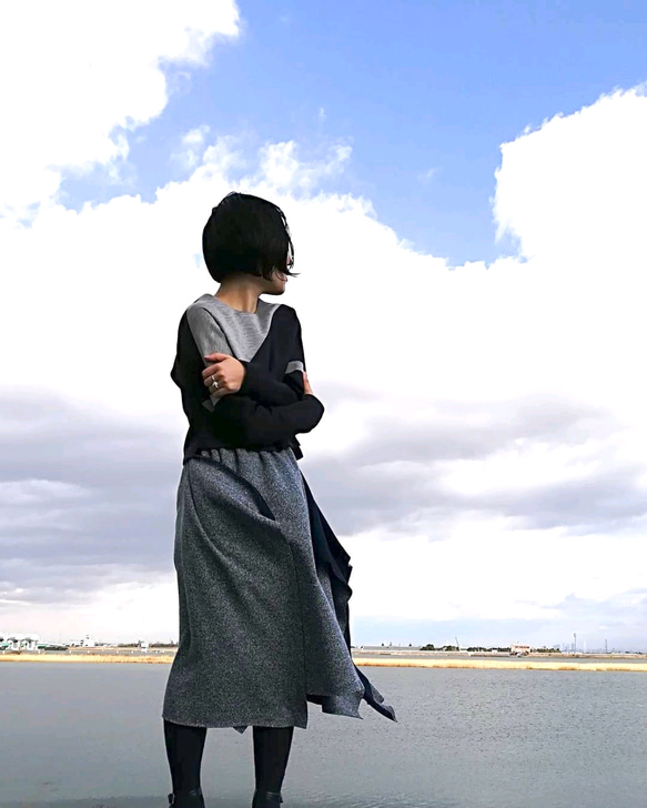 《残り1点》dual-layered knit skirt   接結コットンニットスカート 4枚目の画像