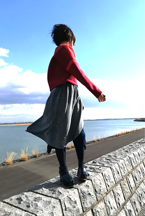 《残り1点》dual-layered knit skirt   接結コットンニットスカート 6枚目の画像