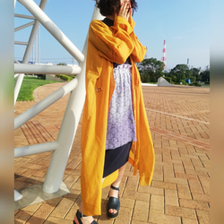 see-through kimono style HAORI bright yellow 3枚目の画像