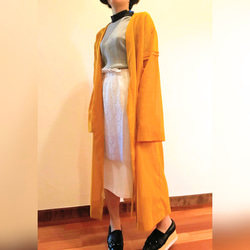 see-through kimono style HAORI bright yellow 7枚目の画像