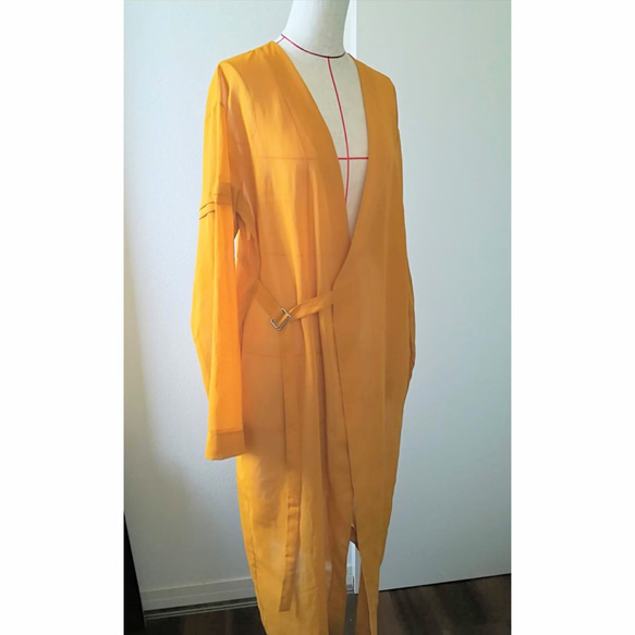 see-through kimono style HAORI bright yellow 8枚目の画像