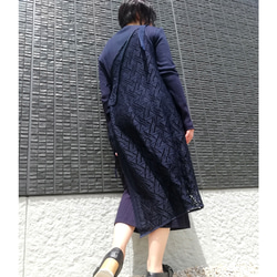 geometric lace asymmetry dress navy 6枚目の画像