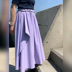asymmetry gather long skirt 2枚目の画像