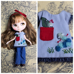 ❤️ブライスアウトフィット❤️ 4点髪留め付き可愛いお洋服セット ❤️ブライスアウトフィット❤️4点 お花のシューズ付き可愛いお