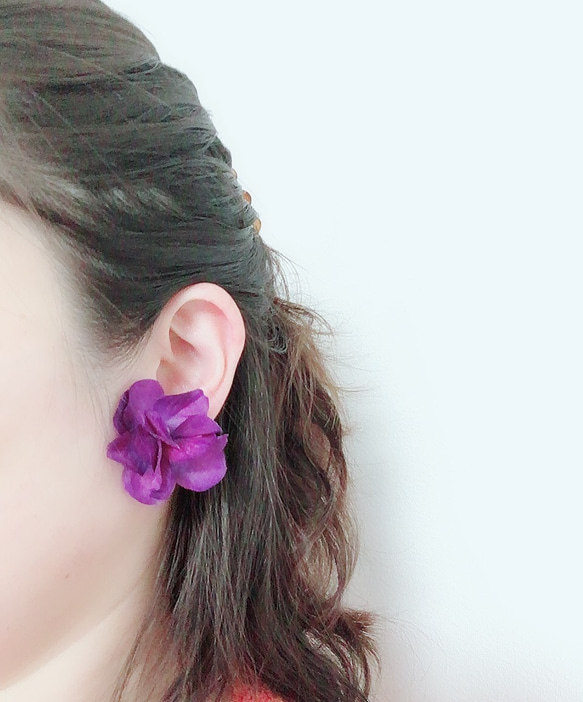 紫陽花のピアス♡紫 2枚目の画像