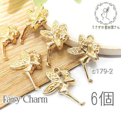 妖精 チャーム ペンダント 約21×15mm フェアリー charm 6個 /c179-2 1枚目の画像