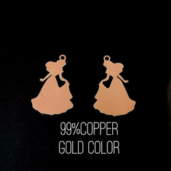 5個セット☆プリンセスのチャーム☆高品質銅99％☆ゴールドカラー☆【m06f】 2枚目の画像