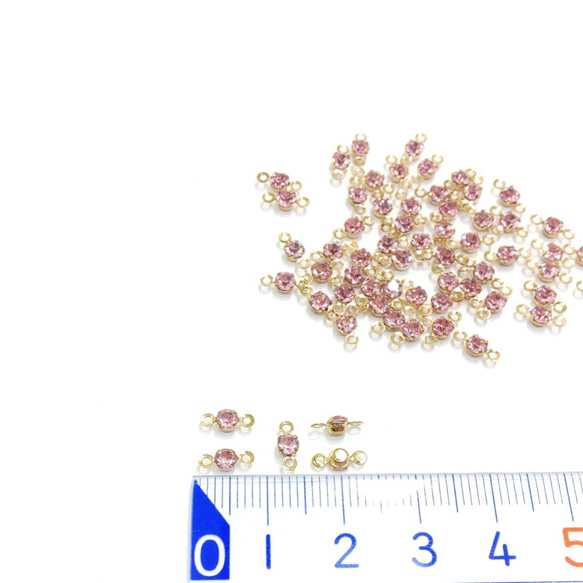 約100個☆2個カン☆3㎜A級ストーン付きコネクターチャーム☆ライトローズ【sc11Lr】* 3枚目の画像