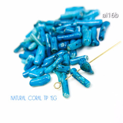 15g☆天然珊瑚の染色チップ*貫通穴*ブルー【ai16b】 1枚目の画像