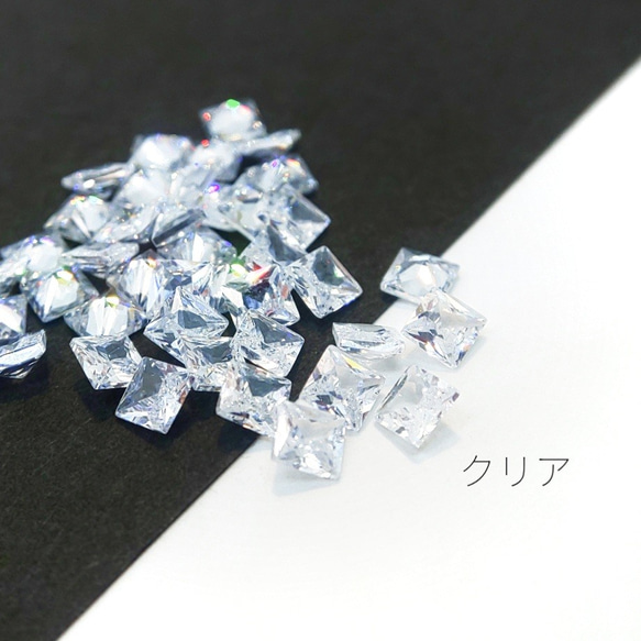 約40粒 1辺約3mm　キュービックジルコニア《A》のスクエアカットストーン　クリア【zi02c】* 2枚目の画像