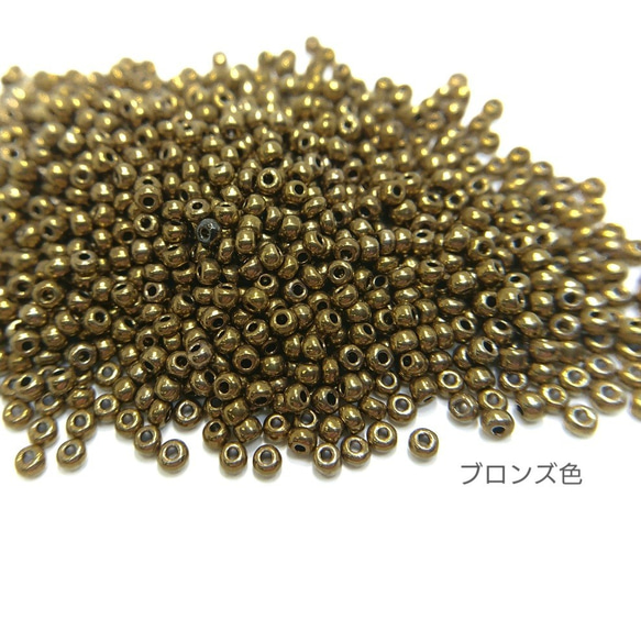 10g/約1000粒前後☆グレードA　極小2mmガラスシードビーズ☆ブロンズ色【bei240bz】 2枚目の画像