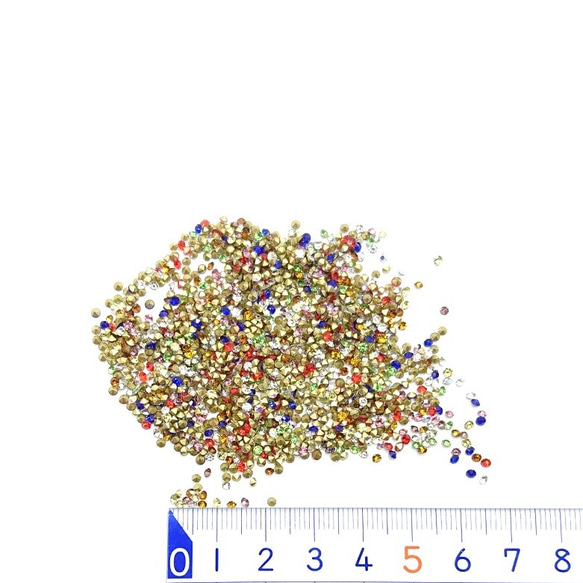 1300粒前後☆約2mm-裏鍍金ラインストーン☆MIXカラー【si120】- 3枚目の画像