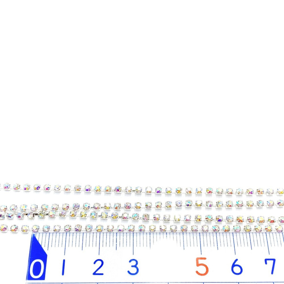 1メートル☆約2mm 真鍮のAクラスストーン*ダイヤレーン☆オーロラ×シルバー色【Li2s-ab】* 2枚目の画像