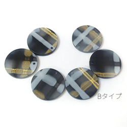 チャーム サークル 約20mm アクリルチャーム チェック柄 6個 /Bタイプ/be077b 2枚目の画像