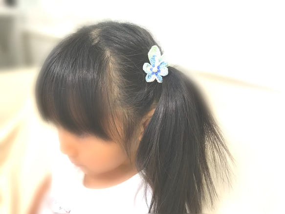 ブルーのヘアゴム_２個セット 4枚目の画像