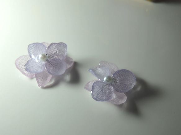 紫陽花のピアス　*イングリッシュラベンダーとローズペタル* 5枚目の画像