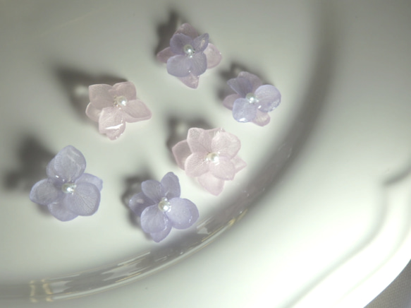 紫陽花のピアス　*イングリッシュラベンダーとローズペタル* 6枚目の画像