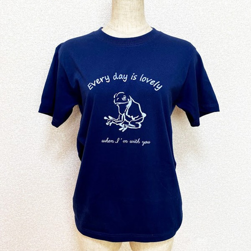 かえるTシャツ ネイビー レディース メンズ 紺色 送料無料 Tシャツ