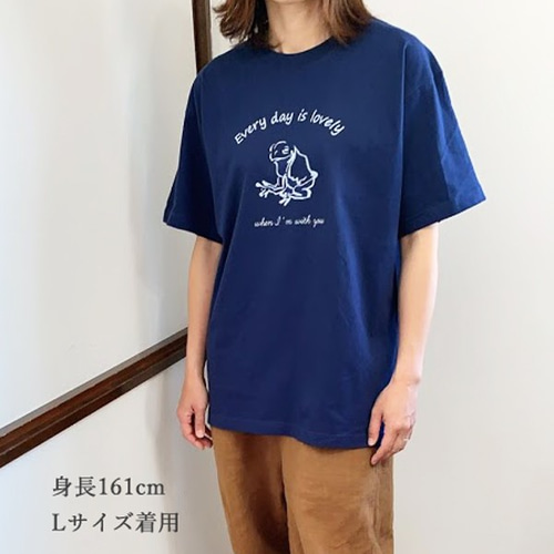 かえるTシャツ ネイビー レディース メンズ 紺色 送料無料 Tシャツ