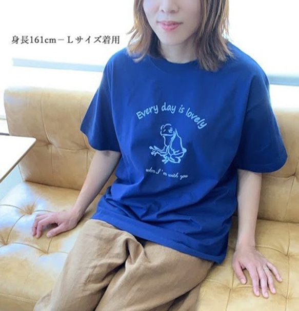 かえるＴシャツ　ネイビー　レディース　メンズ　紺色　送料無料 9枚目の画像