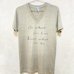 VネックTシャツ　Do what you love　ミックスベージュ　レディース　送料無料 3枚目の画像