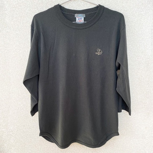 七分袖Tシャツ カエル ワンポイント スミクロ 送料無料 レディース