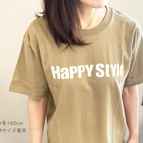 ロゴTシャツ Happy Style サンドカーキ レディース メンズ 送料