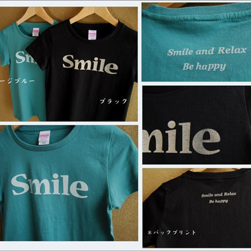 ロゴtシャツ Smile セージブルー Sサイズのみ レディース 送料無料 T