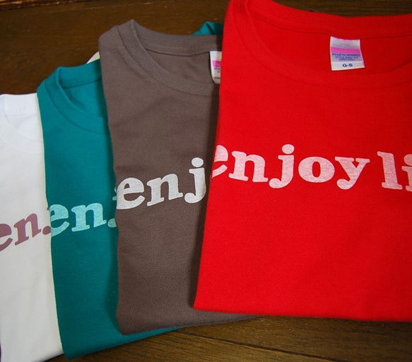 ロゴtシャツ enjoy life チャコール レディース 送料無料 4枚目の画像