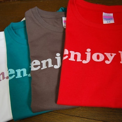 ロゴtシャツ enjoy life レッド　レディース 赤Ｔシャツ 4枚目の画像