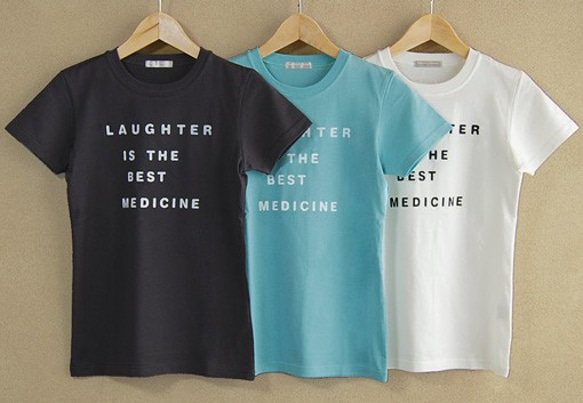 ロゴtシャツ Laughter　チャコール　レディース　日本製　送料無料 3枚目の画像