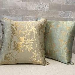 Lime & Goldペア Curtain de Cushion! クッションカバー 1枚目の画像