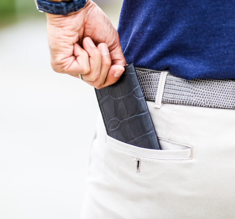 牛革クロコ柄型押ウォレット（コンパクトスリム）