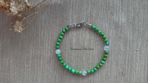 『秘密女神』綠松石、月光石能量寶石串珠手鍊 第2張的照片