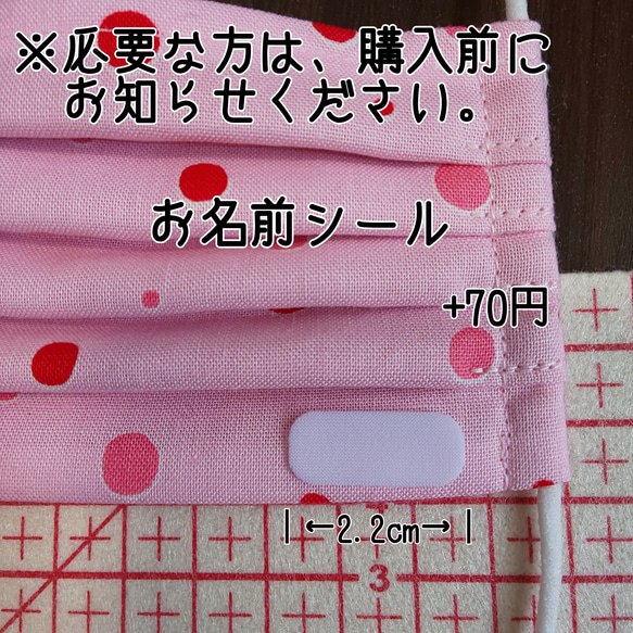 〔受注生産〕プリーツ 布マスク ノーズワイヤー入り （子供用 Ｌサイズ） 6枚目の画像