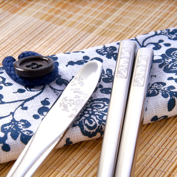 台灣第一筷✦青花不鏽鋼環保餐具組✦筷匙二件組✦SUS316✦SUS304✦食品級不鏽鋼✦隨身攜帶餐具 第6張的照片