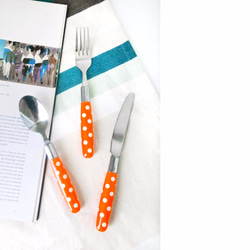 LAYANA CUTLERY✦Dot Print 3-Piece Teatime Set✦Orange 1枚目の画像