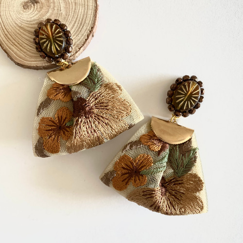 チェコビーズ インド刺繍リボン ビーズ刺繍 ブラウン サージカル