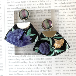 印度刺繡絲帶花花藍銀珠刺繡手術不銹鋼耳環/耳飾 第7張的照片