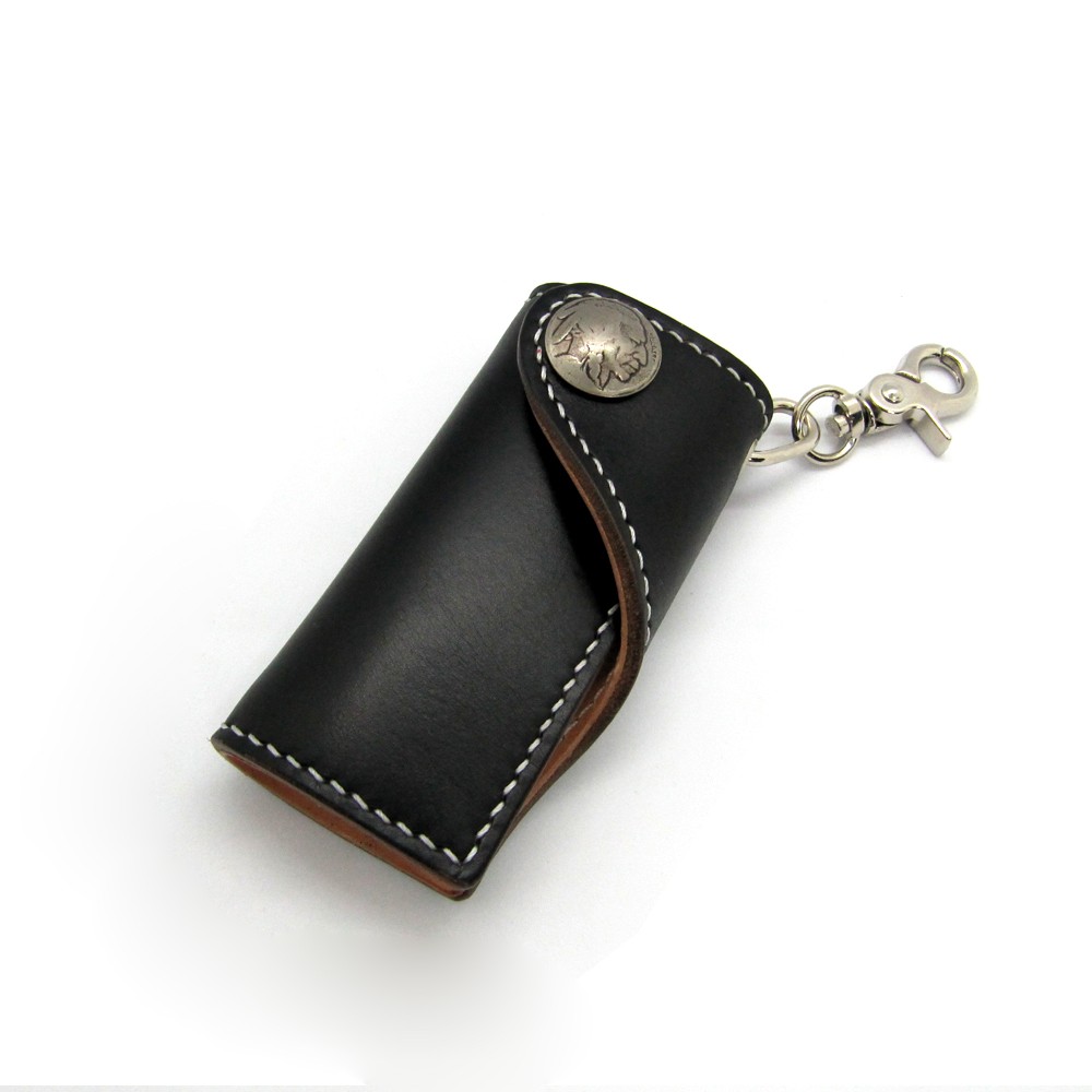 キーケース 4連タイプ コンチョ付き クロムエクセル ブラック