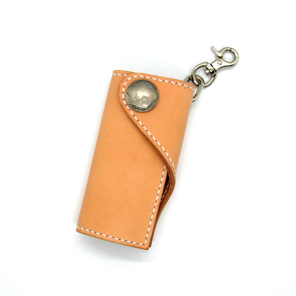 キーケース 4連タイプ コンチョ付き ヌメ革 ナチュラル