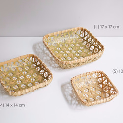 手工竹編 淺盤(S) |六角孔菊花編 |原色 第6張的照片