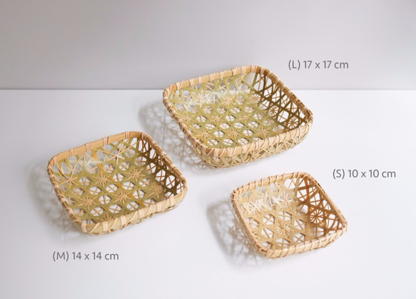 手工竹編 淺盤(S) |六角孔菊花編 |原色 第6張的照片