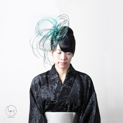 エメラルドグリーン　水引髪飾り　 1枚目の画像