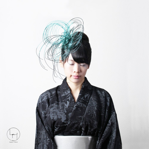 エメラルドグリーン　水引髪飾り　 1枚目の画像